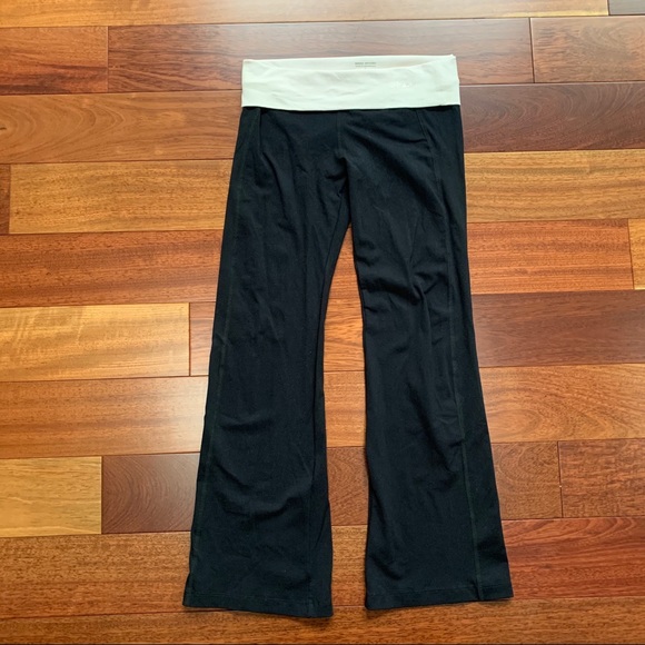 Bebe Sport Black/White Foldover Yoga Pants- S - Picture 3 of 11